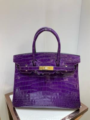 wholesale quality hermes birkin 30 shinny niloticus crocodile 9g amethyst